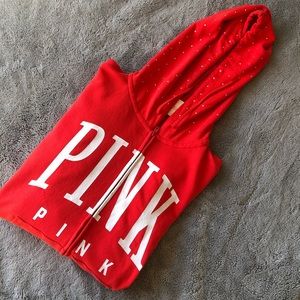 Red PINK Zip up Hoodie
